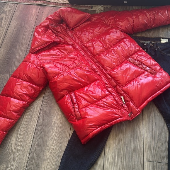 INC men's M medium "Chili Red" double 2x zip oversized shiny padded puffer coat - Picture 5 of 9